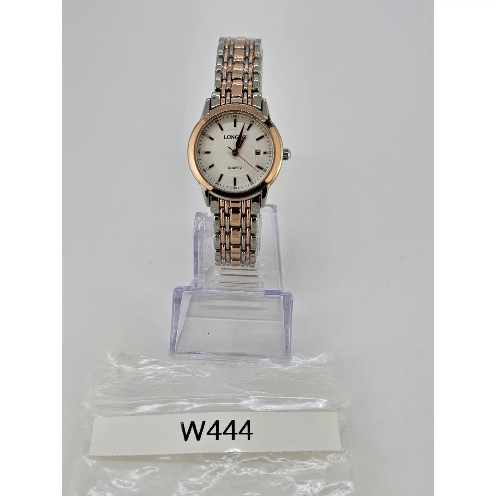 Women's Analog Watch 28MM Cream Dial Date Gold‎ Gray Bands 6.5